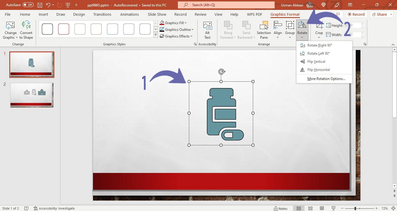 Adjusting position of an icon in PowerPoint