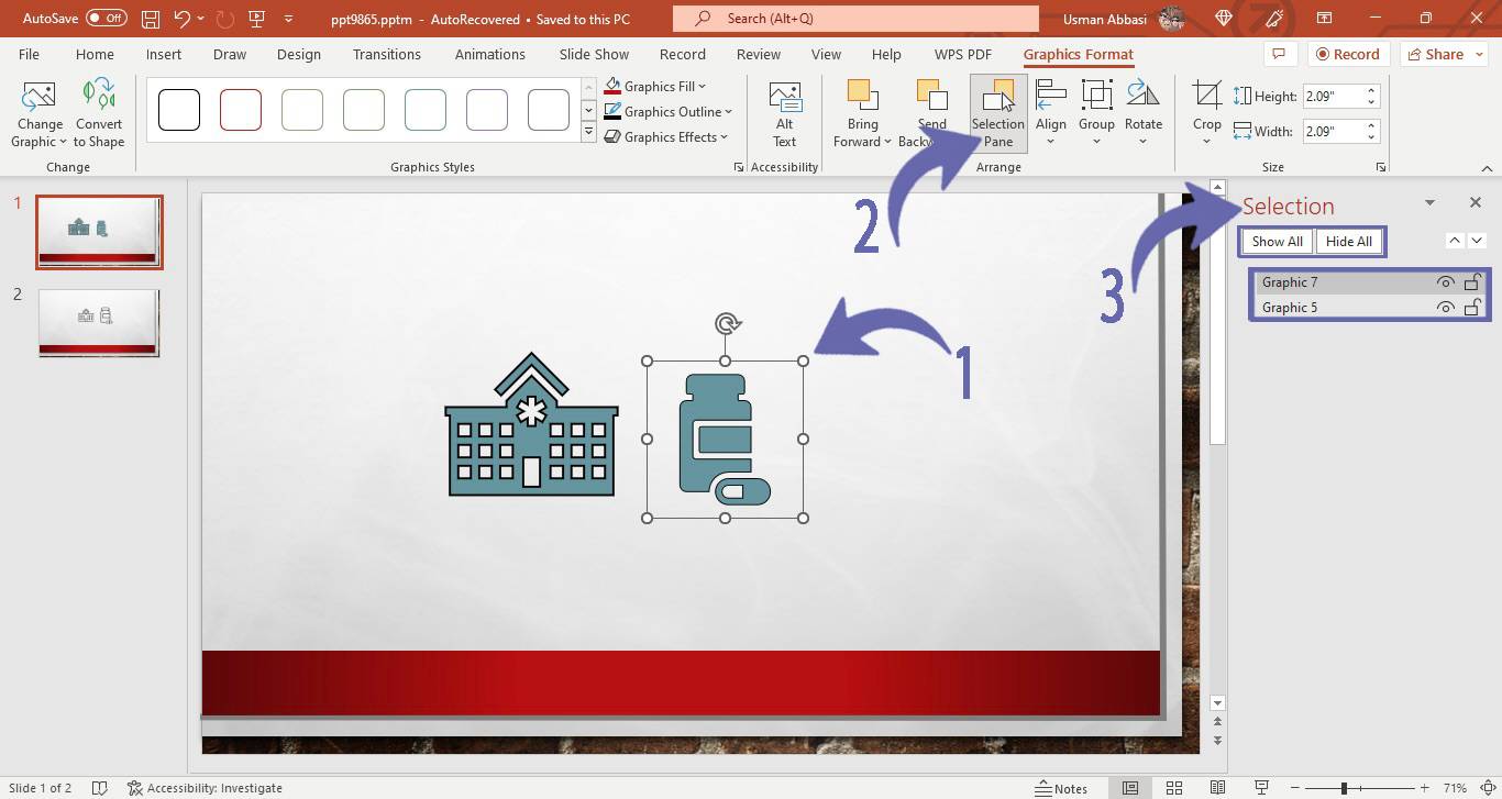 Arranging icon layers in PowerPoint