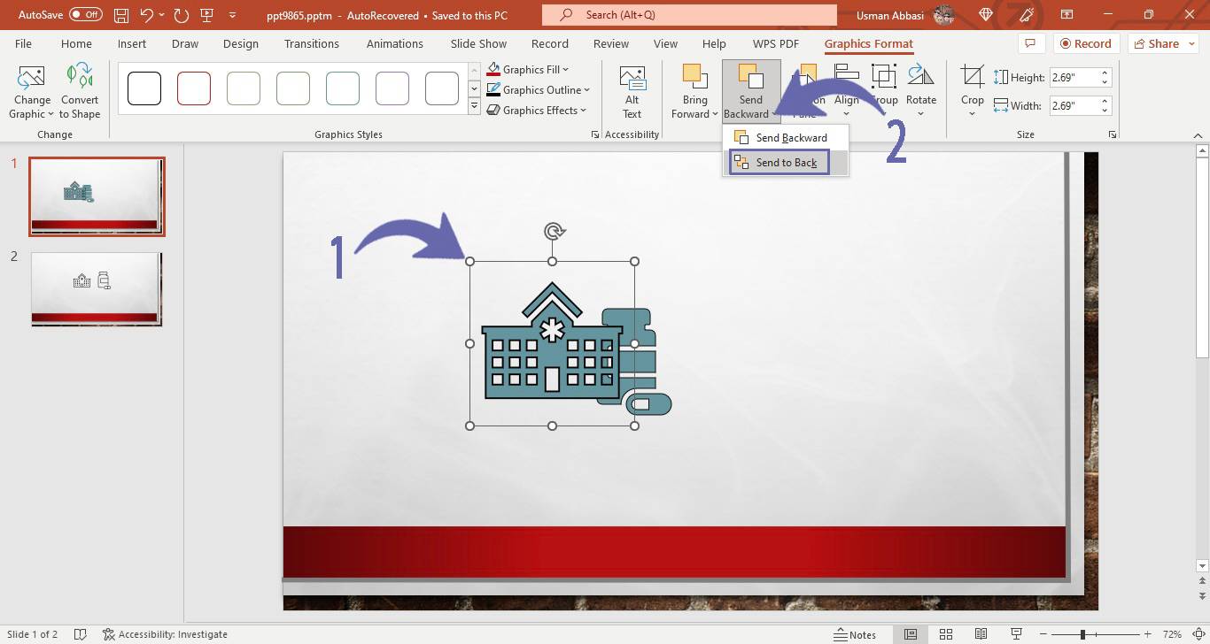 Arranging the icons in PowerPoint