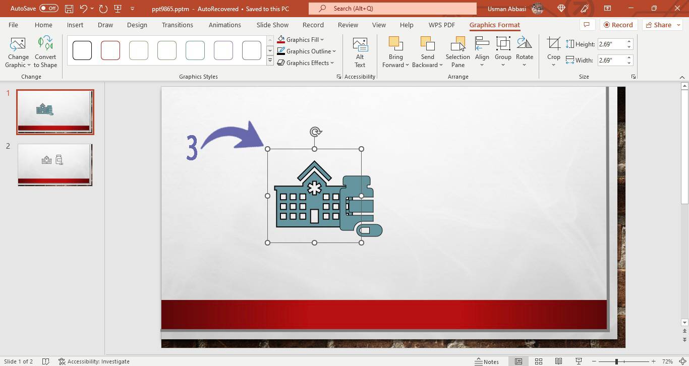 Arranging the icons in PowerPoint