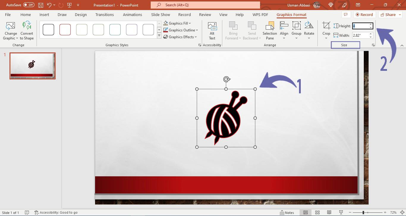 Customizing size of an icon in PowerPoint