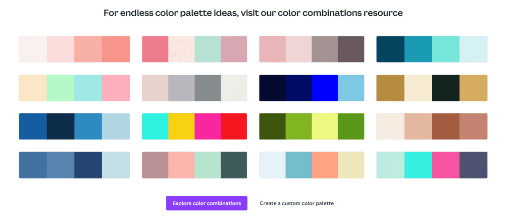 Canva offers Color scheme for PowerPoint presentation Design